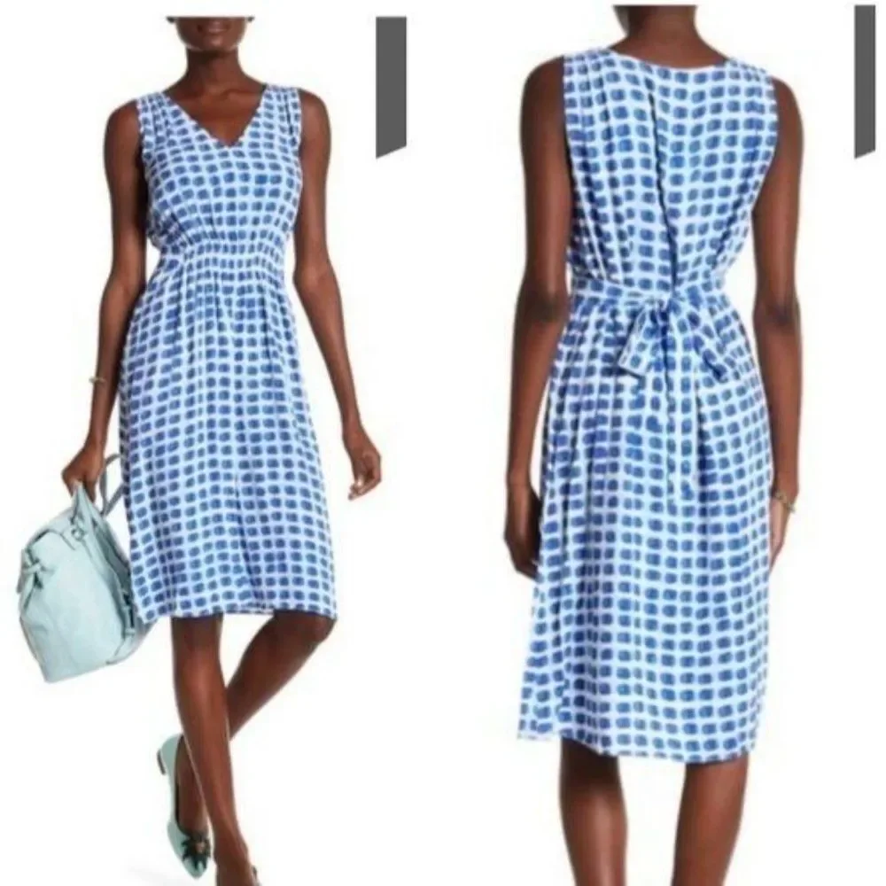 NWT Kate Spade Island Stamp Tie Waist Sleeveless Dress